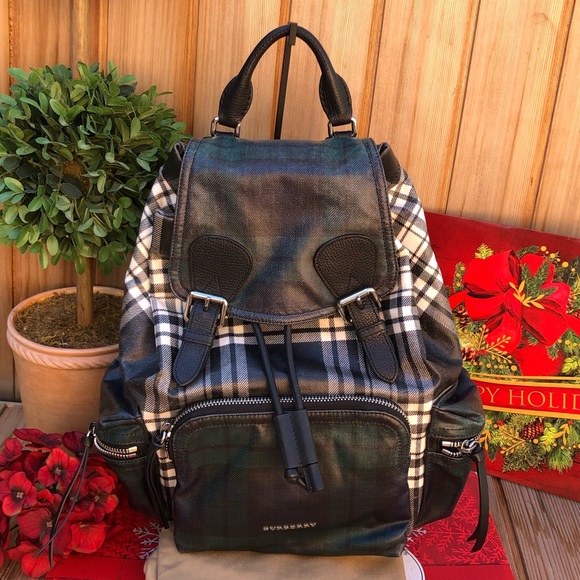 Burberry Handbags - 🎄Burberry Signature Backpack Rucksack Plaid Green